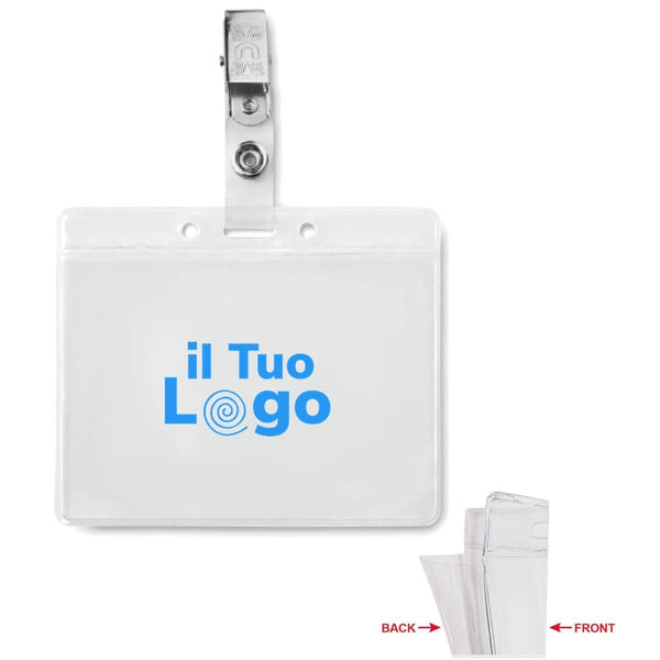 Porta badge in PVC trasparente - personalizzabile con logo