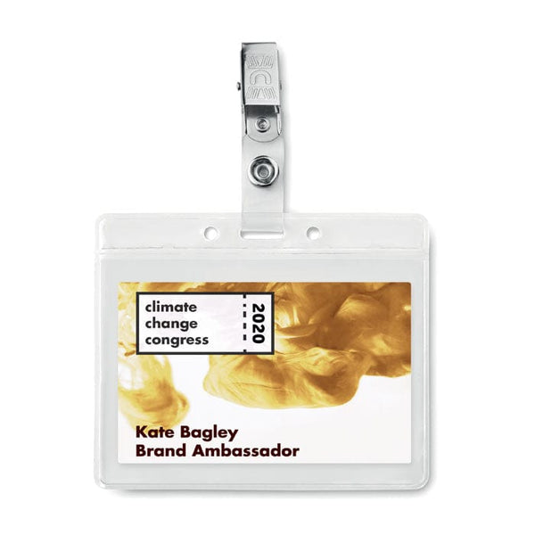 Porta badge in PVC trasparente - personalizzabile con logo
