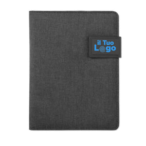 Porta blocco A5 con powerbank Nero - personalizzabile con logo