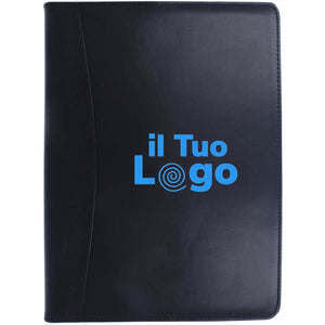 Porta blocnotes A4 con calcolatrice solare Nero - personalizzabile con logo
