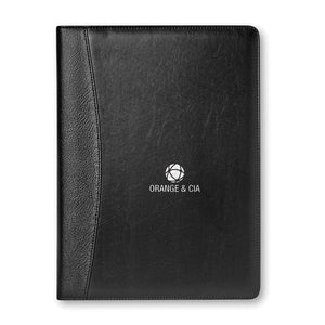 Porta blocnotes A4 con calcolatrice solare Nero - personalizzabile con logo