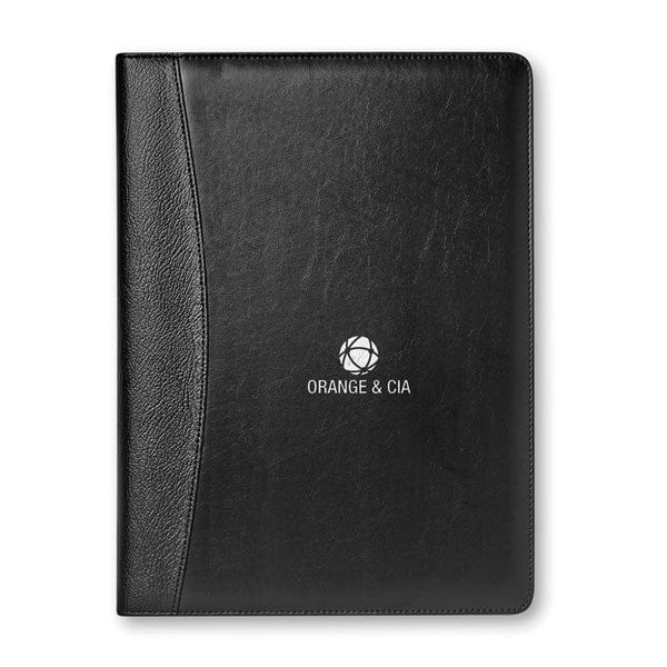 Porta blocnotes A4 con calcolatrice solare Nero - personalizzabile con logo