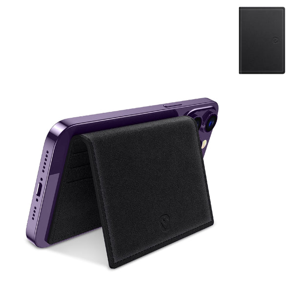 Porta carte da telefono RFID in pelle Nero - personalizzabile con logo