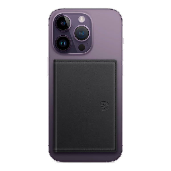 Porta carte da telefono RFID in pelle Nero - personalizzabile con logo