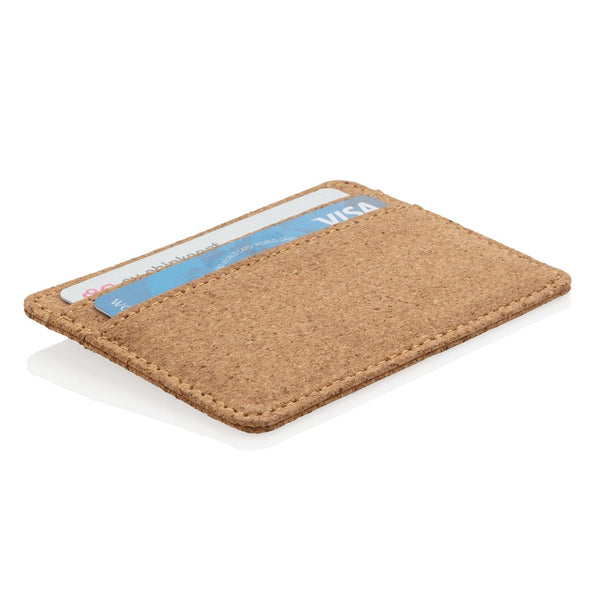 Porta carte di credito RFID ECO in sughero marrone - personalizzabile con logo