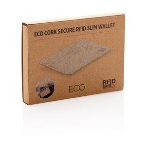 Porta carte di credito RFID ECO in sughero marrone - personalizzabile con logo