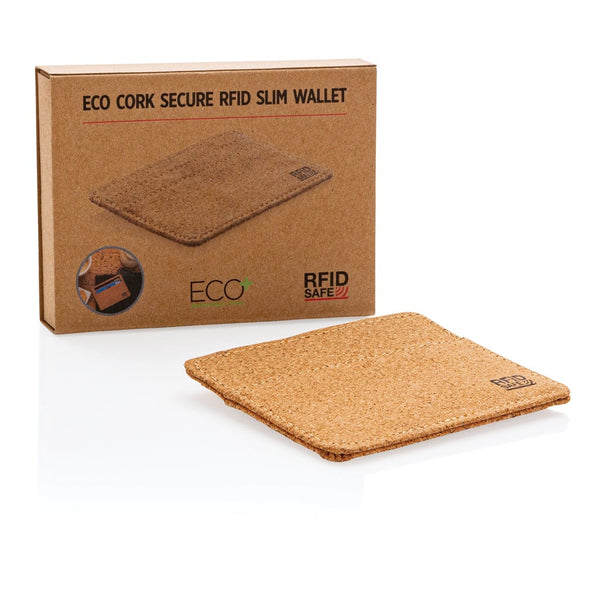 Porta carte di credito RFID ECO in sughero marrone - personalizzabile con logo