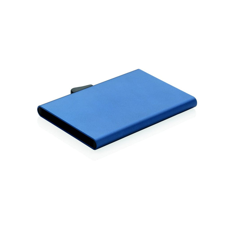 Porta carte di credito RFID in alluminio C-Secure blu - personalizzabile con logo
