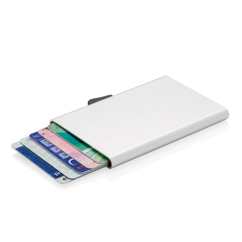 Porta carte di credito RFID in alluminio C-Secure color argento - personalizzabile con logo