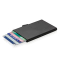 Porta carte di credito RFID in alluminio C-Secure nero - personalizzabile con logo