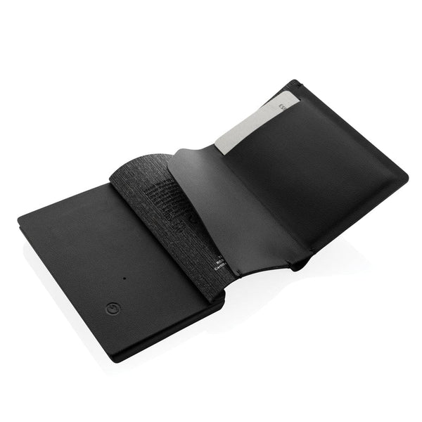 Porta carte di credito Seekcard rintracciabile in rPET RCS nero - personalizzabile con logo