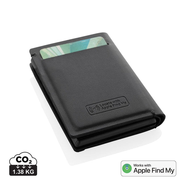 Porta carte di credito Seekcard rintracciabile in rPET RCS nero - personalizzabile con logo