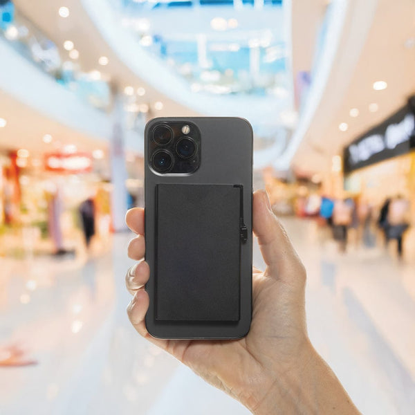 Porta carte magnetico RFID in alluminio per smartphone - personalizzabile con logo