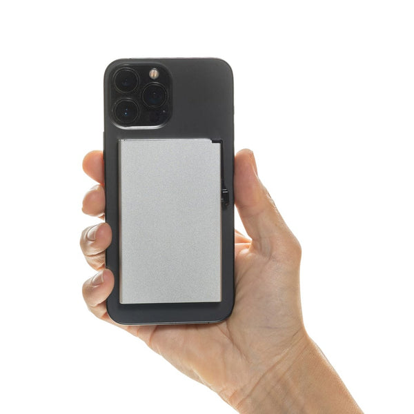 Porta carte magnetico RFID in alluminio per smartphone - personalizzabile con logo