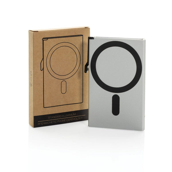Porta carte magnetico RFID in alluminio per smartphone - personalizzabile con logo