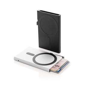 Porta carte magnetico RFID in alluminio per smartphone - personalizzabile con logo