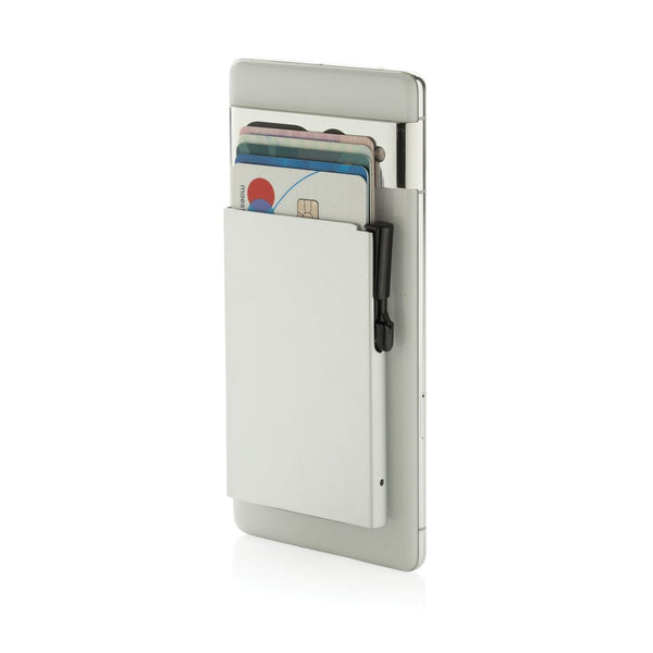 Porta carte magnetico RFID in alluminio per smartphone - personalizzabile con logo
