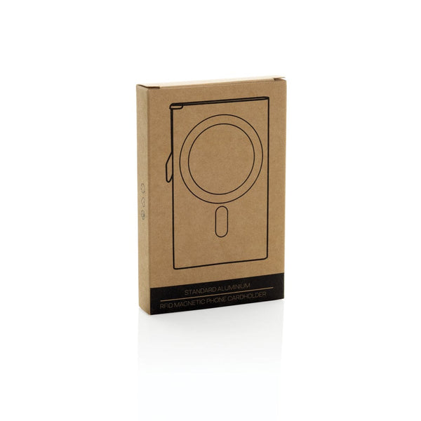 Porta carte magnetico RFID in alluminio per smartphone - personalizzabile con logo