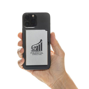 Porta carte magnetico RFID in alluminio per smartphone - personalizzabile con logo