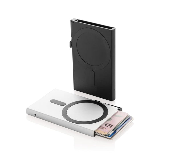 Porta carte magnetico RFID in alluminio per smartphone - personalizzabile con logo