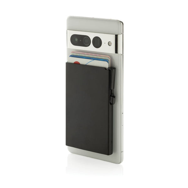 Porta carte magnetico RFID in alluminio per smartphone - personalizzabile con logo