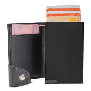 Porta carte RFID con portafoglio nero / nero - personalizzabile con logo