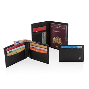 Porta carte RFID Swiss Peak nero - personalizzabile con logo