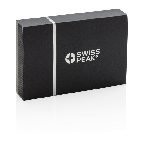 Porta carte RFID Swiss Peak nero - personalizzabile con logo