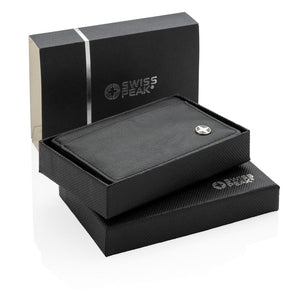 Porta carte RFID Swiss Peak nero - personalizzabile con logo