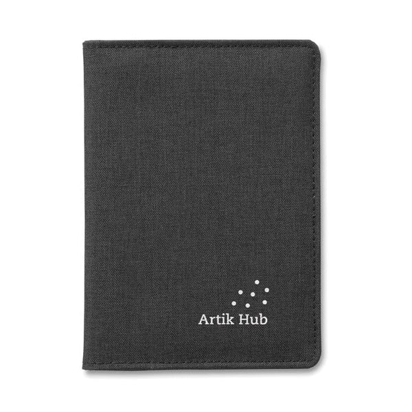 Porta passaporto RFID Nero - personalizzabile con logo