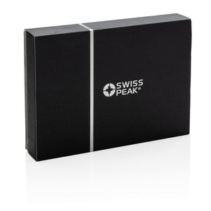 Porta passaporto RFID Swiss Peak nero - personalizzabile con logo