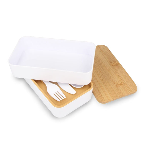 Porta pranzo Bento R-PP & Bamboo Bianco - personalizzabile con logo