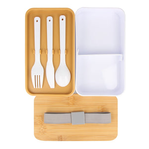 Porta pranzo Bento R-PP & Bamboo Bianco - personalizzabile con logo