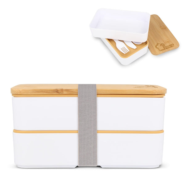 Porta pranzo Bento R-PP & Bamboo Bianco - personalizzabile con logo