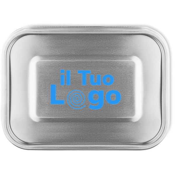 Porta pranzo in acciaio color argento - personalizzabile con logo