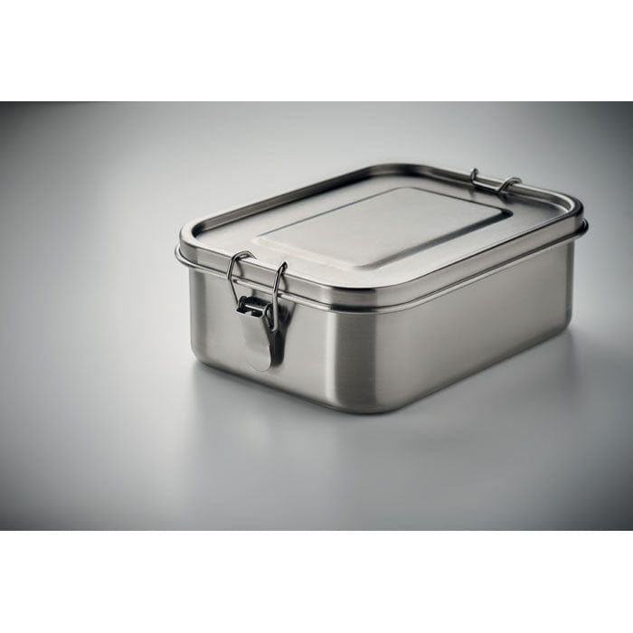 Porta pranzo in acciaio color argento - personalizzabile con logo