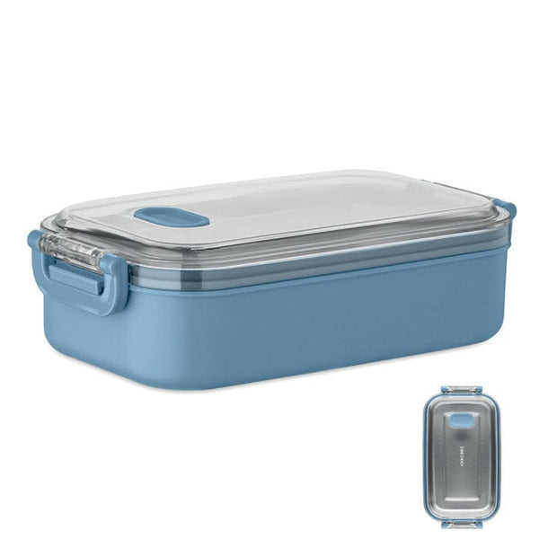 Porta pranzo in PP e acciaio inox riciclato blu navy - personalizzabile con logo