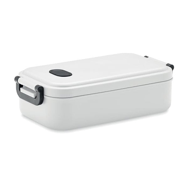Porta pranzo in PP riciclato con coperchio ermetico bianco - personalizzabile con logo