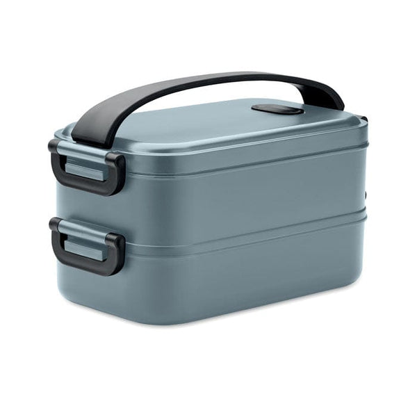 Porta pranzo in PP riciclato con divisorio blu navy - personalizzabile con logo