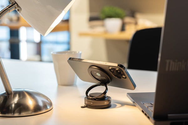 Porta telefono universale Terra 360 in rPlastica RCS nero - personalizzabile con logo