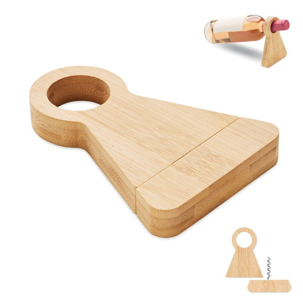 Portabottiglie in bamboo natural - personalizzabile con logo