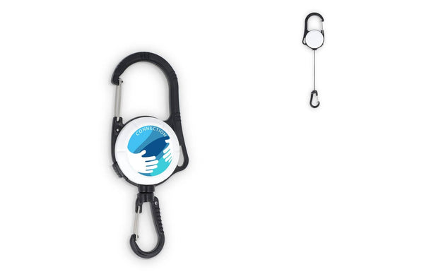 Portacarte con moschettone a 2 vie Bianco - personalizzabile con logo