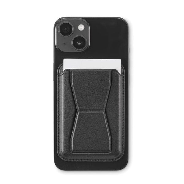 Portacarte magnetico in PU Nero - personalizzabile con logo
