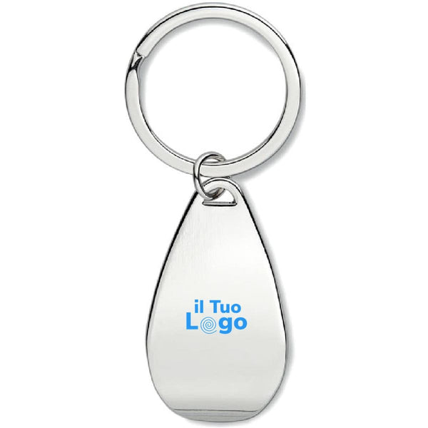 Portachiavi apribottiglia color argento - personalizzabile con logo