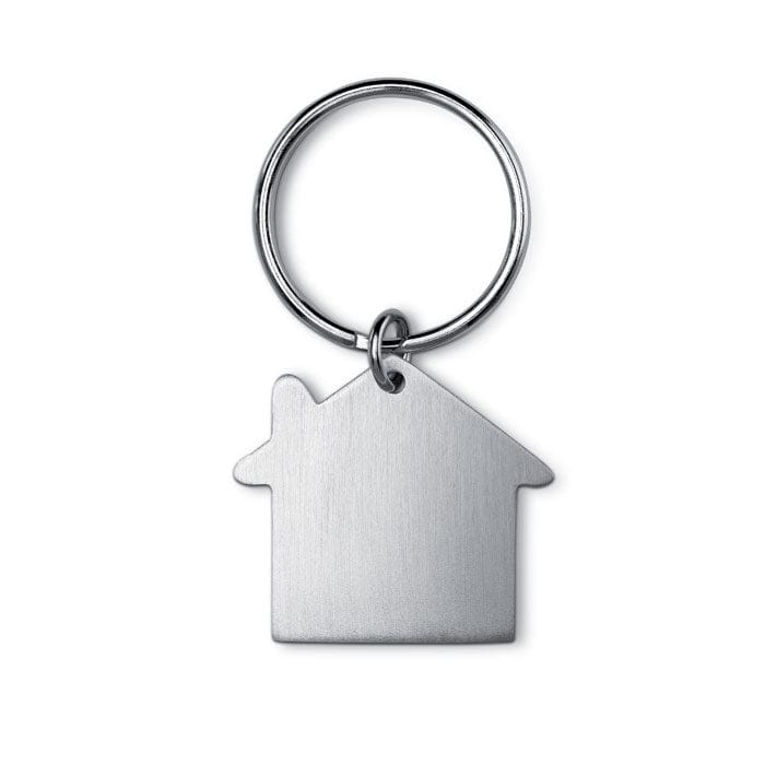 Portachiavi 'casa' in metallo color argento - personalizzabile con logo