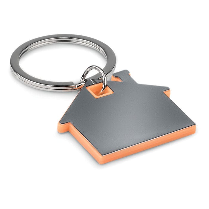 Portachiavi casa plastica arancione - personalizzabile con logo