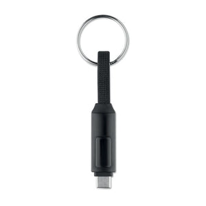 Portachiavi con cavo di ricarica Nero - personalizzabile con logo