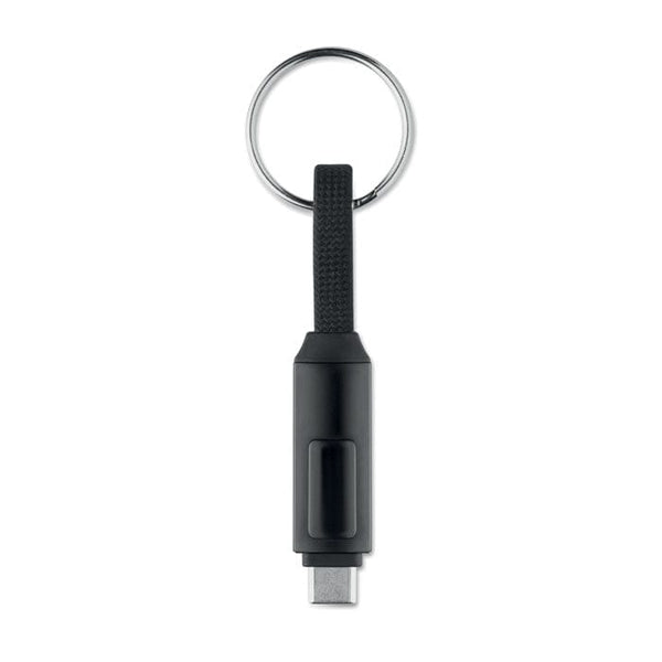 Portachiavi con cavo di ricarica Nero - personalizzabile con logo