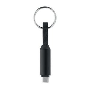 Portachiavi con cavo di ricarica Nero - personalizzabile con logo