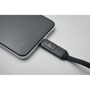 Portachiavi con cavo di ricarica Nero - personalizzabile con logo